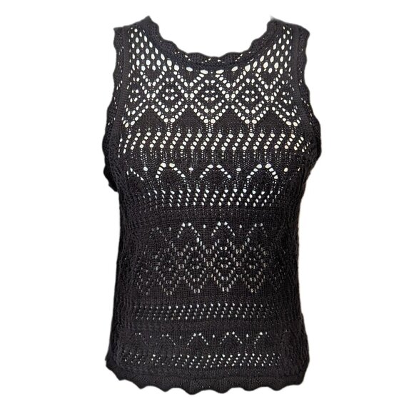 Gap	| 100% Cotton Crochet Halter Tank Top Sweater Black Sleeveless | Size Small - Picture 4 of 12